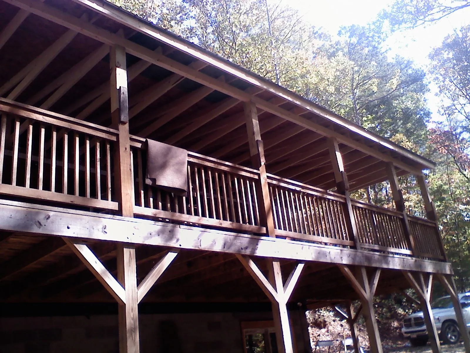 Timber framing under a new elevated porch and deck — Roof Leak Repair in Horse Creek by Roofing Brothers